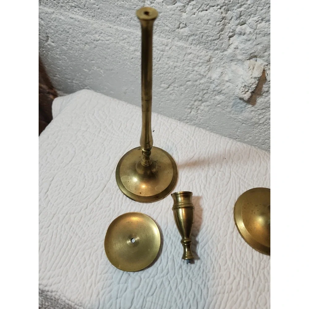 Pair of  Vintage Jarvie Style Brass Candlestick Holders 10.5